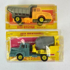 Vintage EKO Micro-Miniaturas Dump Truck & Cement Mixer HO Scale Models Spain